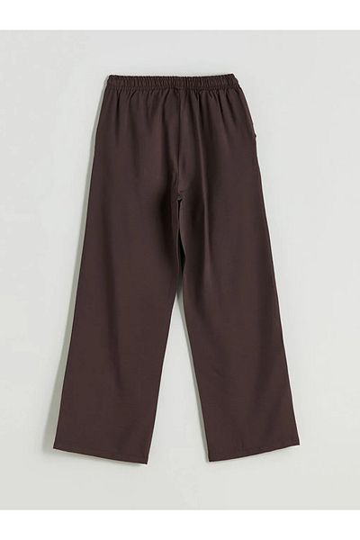 LC Waikiki Lcw Comfort Brown Women's Trousers with Elastic Waist