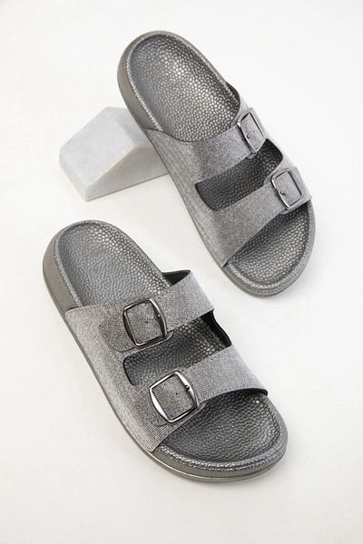 Pienn Summer Women's Orthopedic Slippers – Glitter Detailed, Double Buckle, Soft Sole House Slippers