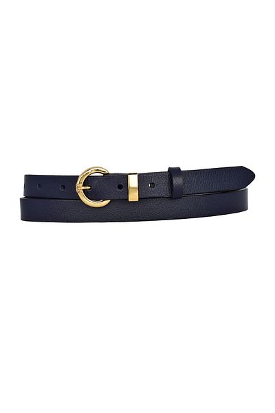 GoDeri Curea de damă 100% din piele naturală, culoare aurie, albastru bleumarin, cu cureaua, 2 cm, se potrivește tuturor îmbrăcămintele_KİLİT-auriu