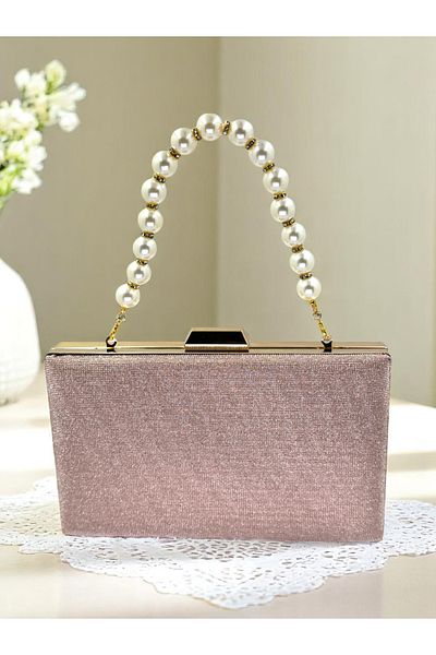 Biçanta Dot Pattern Rosegold Color Women's Evening Dress Bag Wedding Engagement Graduation
