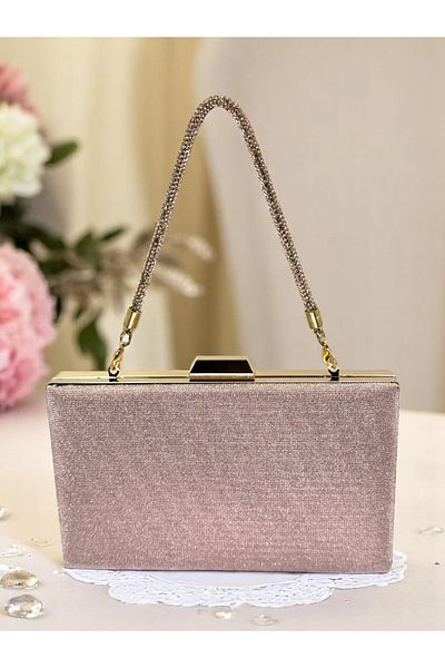 Biçanta Dot Pattern Rosegold Color Women's Evening Dress Bag Wedding Engagement Graduation