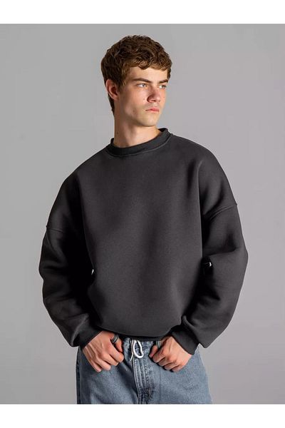 Boi Unisex Basic Crew Neck Φούτερ Anthracite
