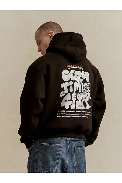Boi Φούτερ Unisex Cozy Time Μαύρο