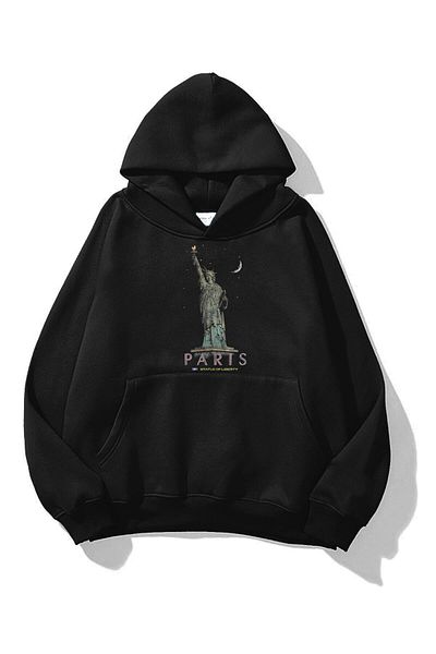 Boi Φούτερ Unisex Paris Statue Μαύρο