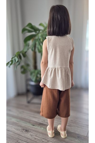 My Baby's World Rainbow Brown Muslin Pants Girl's 100% Cotton Summer Suit Mtyk0060
