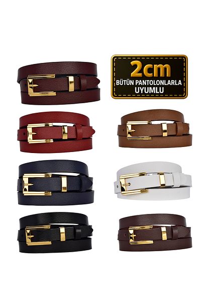 GoDeri 100% γνήσιο δέρμα 7 τεμαχίων Super Set Gold Color Buckle 2 cm γυναικεία ζώνη, ταιριάζει με όλα τα ρούχα