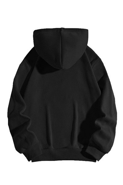 Boi Φούτερ Fire - Μαύρη στάμπα Oversize Φούτερ με κουκούλα