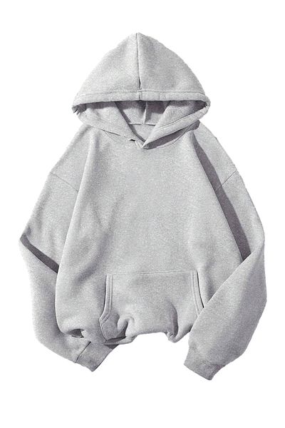 Boi Basic Απλό Φούτερ - Γκρι Oversize Φούτερ με κουκούλα