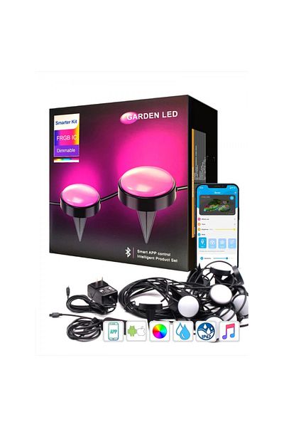 Joyful Box Kit iluminat decorativ pentru gradina, 10 Led-uri, control Bluetooth, culori RGB variabile, 14 metri