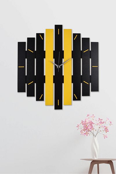 İnfigo Concept Decorative Wooden Black Wall Clock Large Size 45 cm Wall Clock - Tetris