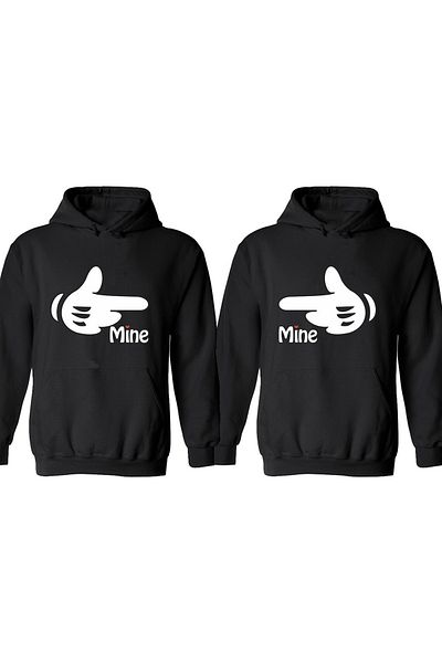 Boi Lover Couple Combination - Μαύρη στάμπα Oversize φούτερ με κουκούλα Unisex