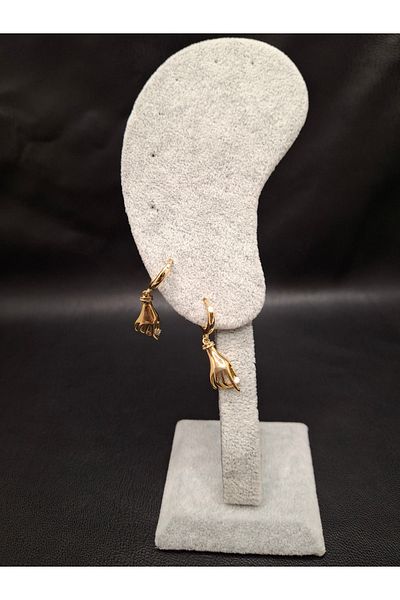 Han Ticarethane Gold Color Stone Hand Model Earrings