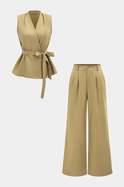 Sincewoman Kemerli Yelek Ve Pantolon Alt Üst Takım
