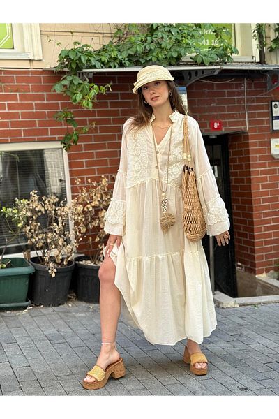 ZTO Women's Design Embroidery Detail Long Dress