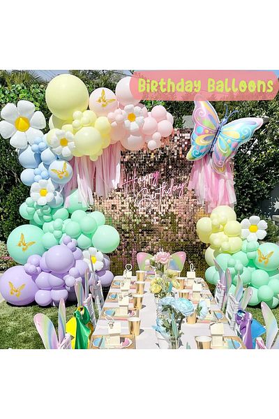Brands For Less Daisy Pastel Balloon Garland Kit - Boho Balloon Arch Kit with 3D Butterflies