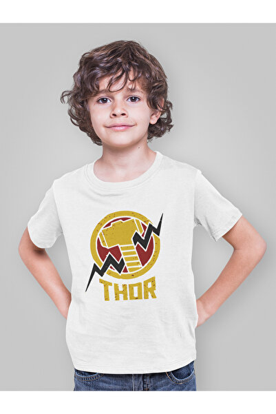 SEVBANO تي شيرت للأطفال مطبوع عليه Thor Hammer للجنسين من Avengers (1-12 سنة)