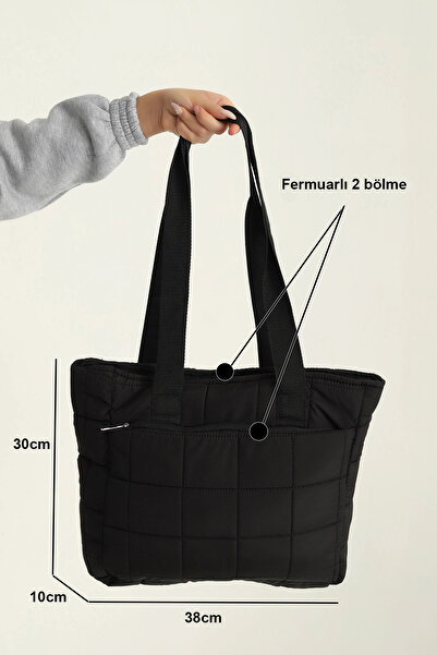 MILANOFOX Geantă mare cu două compartimente din țesătură parașută, cu curea coloană, geantă de umăr matlasată, școală, călătorie, mamă