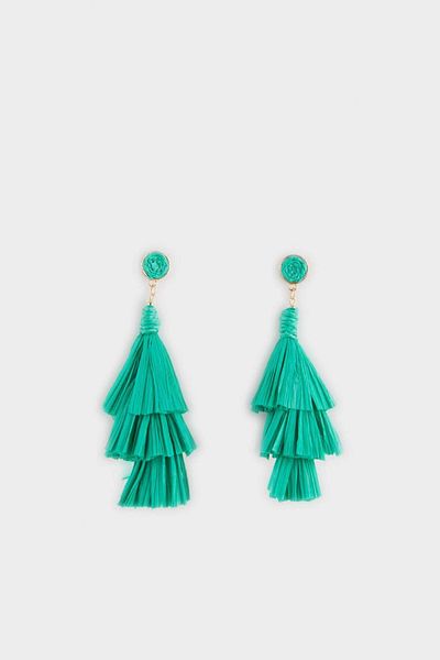 DeFacto Women's Green Straw Detailed Dangle Earrings F0844Axns