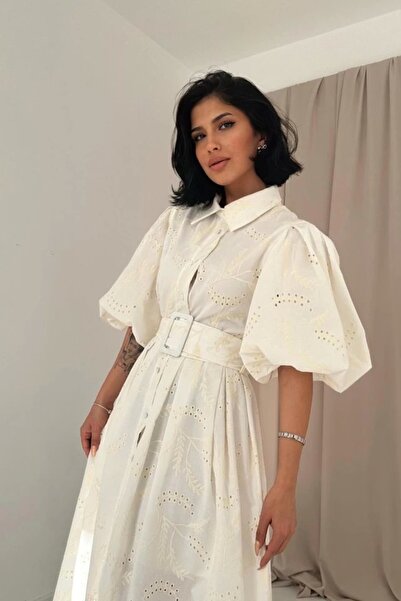 Miracle Omni Ecru Pleated Balcony Dress