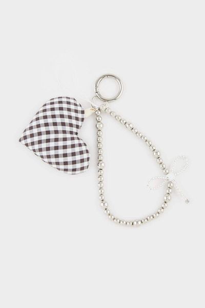 DeFacto Women's Plaid Heart Charm Keychain F1709Axns