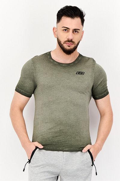 SKECHERS Men Sportswear Fit Short Sleeves Training T-shirt, Olive