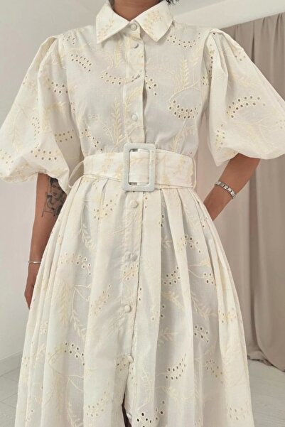 Miracle Omni Ecru Pleated Balcony Dress