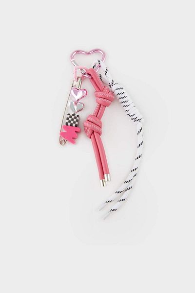 DeFacto Women's Pink Heart Drawstring Charm Keychain F1729Axns