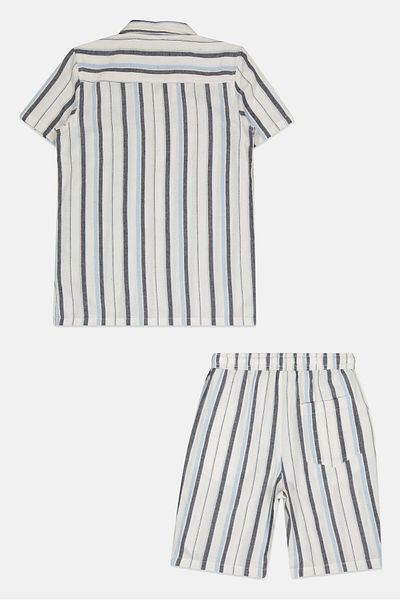 Ocean Pacific Kids Boy 2 Pieces Yarn Dyed Casual Shirt And Shorts Set, Multicolor
