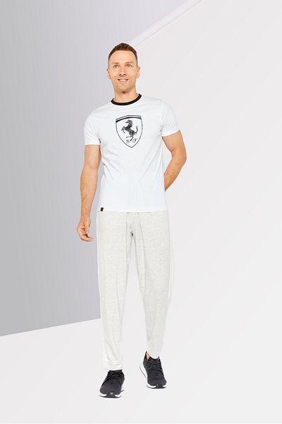Scuderia Ferrari Men Sport Fit Short Sleeve Outdoor T-Shirts, White/Black