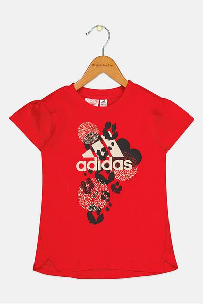 adidas Toddlers Girl 2 Pieces Graphic Print T-Shirt And Short Set, Red