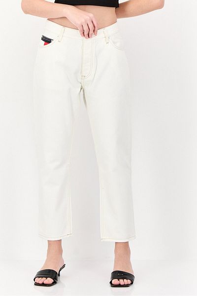 Tommy Jeans Women Straight Fit Solid Non-Stretchable Denim, White