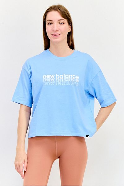New Balance Women Oversized Fit Short Sleeve Outdoor Top, Blue