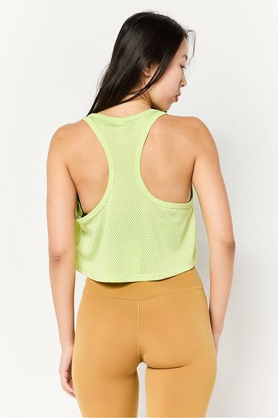 Offline by Aerie Women Crew Neck Sleeveless Textured Tank Top, Lime Green