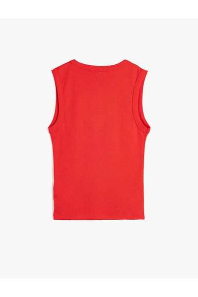 Koton New Season Cotton V-Neck Sleeveless Ribbed Women's T-Shirt