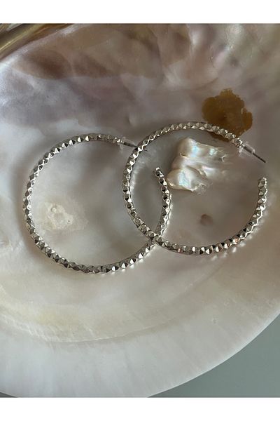 Hoop jewelery أقراط دائرية لامعة كبيرة الحجم