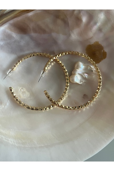 Hoop jewelery büyük formda parıltılı halka küpe