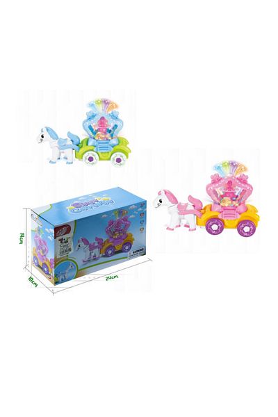rexa Electric Bump & Go Vehicle Toy Horse Carriage Toy with Projection Flash Led Light