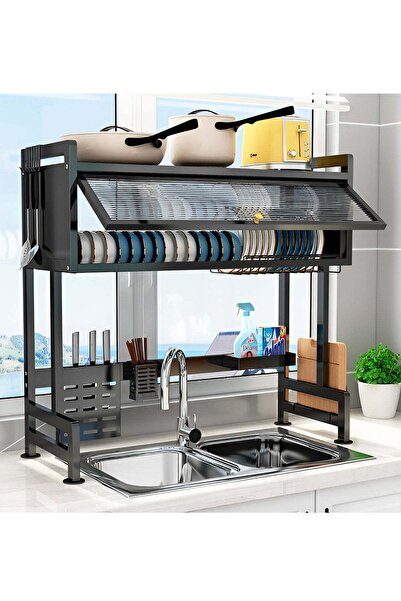 Generic حامل تجفيف الأطباق عالي التحمل فوق الحوض مع رف ثلاثي الطبقات لأطباق ك...