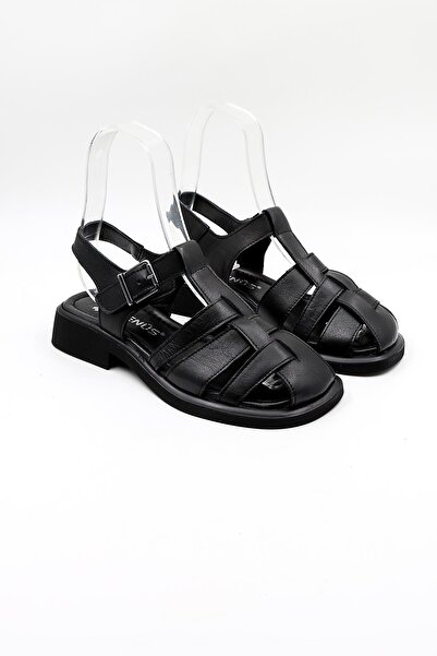 Venüs Women's Genuine Leather Daily Sandals Vn322533Y Black