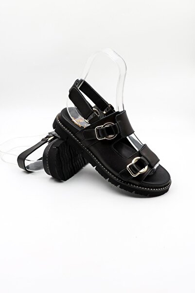 Venüs Women's Genuine Leather Suede Daily Sandals Vn440013Y Black