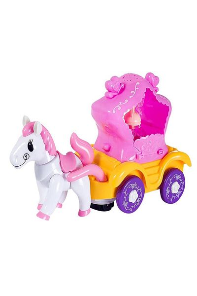 rexa Electric Bump & Go Vehicle Toy Horse Carriage Toy with Projection Flash Led Light