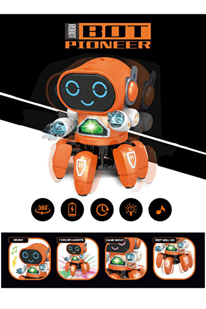 PLAYZO روبوت بوت بايونير - لعبة روبوت راقصة موسيقية مضيئة للأطفال، حركة تفاعلية