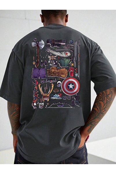 cc collection Tricou din bumbac supradimensionat cu imprimeu cu figuri Avenge...