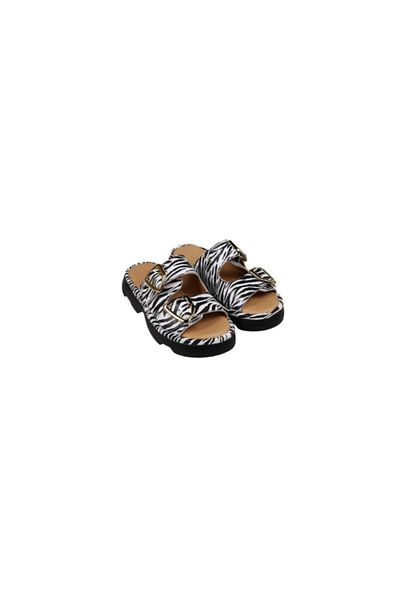Lady Mia Valeri Genuine Leather Leopard Pattern Women's Slippers