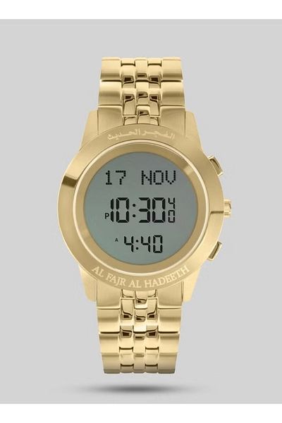 alfajr alhadeeth Watch, Stainless Steel, Round, Gold