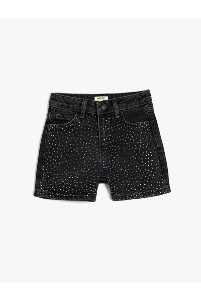 Koton New Season Stone Detailed Cotton Pocket Denim Shorts