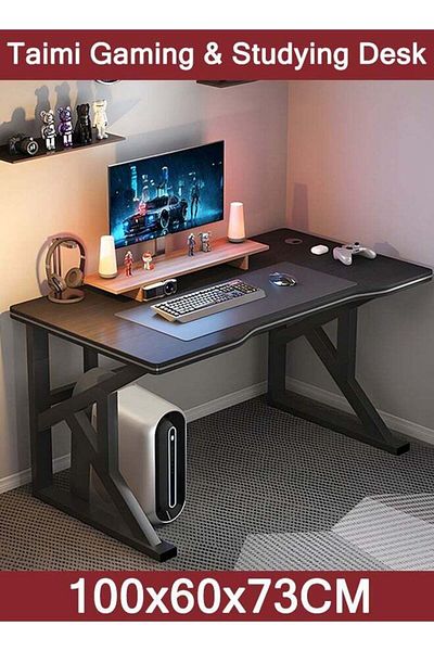 Taimi Gaming Desk, Modern Computer Desk, Home Office Gaming and Study Table Black Size: 100x60x73cm