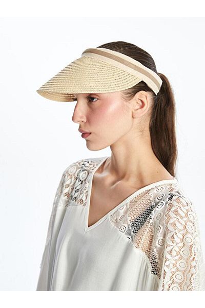 LC Waikiki Beige Women's Straw Visor Hat (S5)