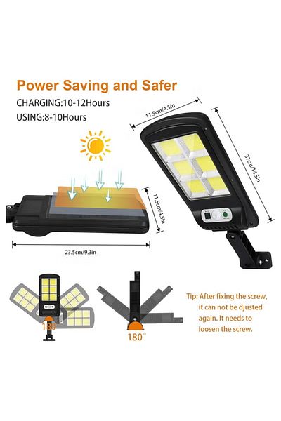cBk Solar Street Light, Wall-Mounted Solar Lamp with 3 Modes and Remote Control, Outdoor Solar Light