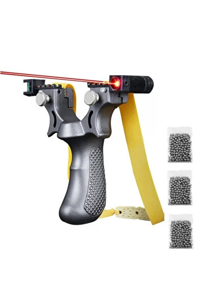 Depox Sada plastových praků s laserem a sada 330 kuliček 8 mm, 11,5 cm, s kuličkou, stříbrná